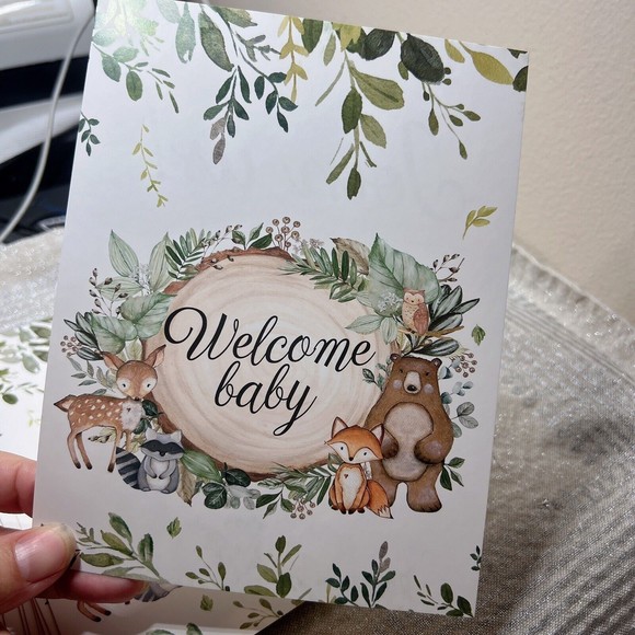 20 Baby Shower Invitations and Insert Cards - Woodland Animals New - Picture 4 of 5